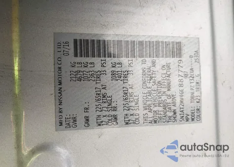 2016 Nissan Rogue S z USA, uszkodzony, nr VIN 5N1AT2MV4GC887779